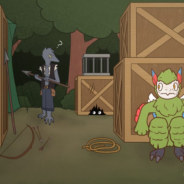 Cherrie sneaking into camp